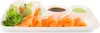 A plate of sushi and sashimi with dipping sauces. Produktbild-Vorschau