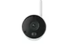 A white security camera with a black faceplate and an antenna is shown against a white background. Produktbild-Vorschau