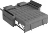 A gray sofa bed is shown in an open position, revealing its sleeping surface and storage compartments. Anteprima dell’immagine prodotto