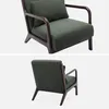 Two views of a green armchair with dark wood frame against a white background. Produktbild-Vorschau