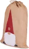 A close-up of a burlap Christmas sack with a gnome design. Anteprima dell’immagine prodotto
