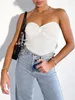 ASKSA Damen Tube Top Y2K Gerippt Knit Tops Twist Knot Produktbild-Vorschau 2