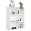 A white three-shelf bookcase with various decorative items and books on its shelves. Voir les images du produit