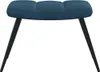 A blue upholstered stool with black legs on a white background. Voir les images du produit