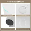A collage of four close-up images showcasing the features of a white desk. Produktbild-Vorschau