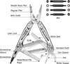 A multi-tool with various attachments laid out and labeled. Náhled obrázku produktu
