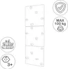 An illustration of a climbing wall for children, with icons indicating safety, weight limit, material, and age recommendation. Podgląd zdjęcia produktu