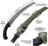 A Silky ZUBAT 330mm curved pruning saw and its scabbard are shown with various features highlighted by text annotations. Produktbild-Vorschau