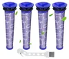 Four vacuum cleaner filters and a cleaning brush are displayed against a white background. Produktbild-Vorschau