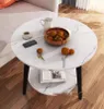 Stolik Kawowy Marmurkowy Dwupoziomowy 60X60X62Cm Biały Podgląd zdjęcia produktu 3