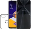 A transparent phone case is shown next to a smartphone. Produktbild-Vorschau