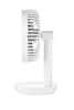 Seitenansicht des Unold TISCHVENTILATOR BREEZY, einem modernen, kompakten weißen Tischventilator mit Anteprima dell’immagine prodotto