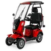 A red mobility scooter with a canopy and windshield, shown against a white background. Produktbild-Vorschau