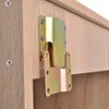 A close-up view of a metal hinge attached to a wooden surface. Produktbild-Vorschau