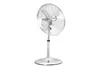 A silver stand fan on a white background. Produktbild-Vorschau