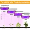 Diagram showing different growth stages of plants under a grow light, with recommended distances and PAR values. Náhľad obrázku produktu