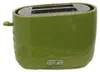 A green DeLonghi toaster is shown from a slightly angled front view against a white background. Podgląd zdjęcia produktu