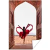 MuchoWow® Poster Taj Mahal - Tanzen - Frau - Rot 120x180 cm Produktbild-Vorschau 1