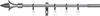 A silver curtain rod with finials and rings on a white background. Produktbild-Vorschau