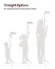 Three coat racks of different heights are shown next to silhouettes of a child, a taller child, and an adult to illustrate height options. Produktbild-Vorschau