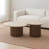 Couchtisch 2er-Set rund ESME - Tischplatte Travertin-Optik Produktbild-Vorschau 2