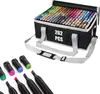 A set of 262 markers in a black carrying case, with some markers laid out in front. Produktbild-Vorschau