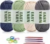 Häkelgarn Anfänger 4x50g Dunkelblau Hellgrün Grau Beige Produktbild-Vorschau 1