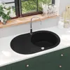 vidaXL Granit Évier de cuisine simple ovale noir Voir les images du produit 2