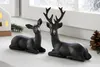 2x Dekofigur "Reh & Hirsch" aus Polyresin, matt schwarz, Produktbild-Vorschau 1