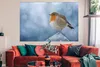 MuchoWow® Poster Rotkehlchen - Winter - Blau 180x120 cm - Produktbild-Vorschau 2