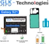 A collage of images showing a phone battery and related accessories, with text and graphical elements for marketing. Produktbild-Vorschau