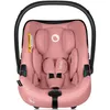 A pink baby car seat with a black handle, shown from the front. Náhled obrázku produktu