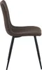 A side view of a single brown upholstered chair with black metal legs, isolated on a white background. Produktbild-Vorschau