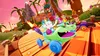 A vibrant cartoon-style racing game scene with characters in karts on a tropical track. Náhled obrázku produktu