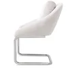 A side view of a beige upholstered chair with a chrome cantilever base. Náhľad obrázku produktu