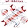 A flat lay image of a mop head with close-up insets and a smaller inset showing a mop attached to a handle. Produktbild-Vorschau