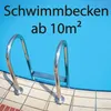 A swimming pool ladder with text overlay. Produktbild-Vorschau