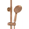 A close-up view of a copper-colored showerhead and rail. Produktbild-Vorschau