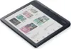 A Kobo e-reader is shown at an angle on a white background, displaying its screen with book covers. Produktbild-Vorschau