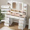Make-uptafel met spiegel, LED-verlichting, stopcontact, 107 Productafbeelding-voorbeeld 3