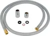 A braided hose with various fittings and washers laid out on a white background. Produktbild-Vorschau