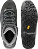 Top-down view of a pair of hiking boots, one showing the interior and laces, the other showing the sole. Produktbild-Vorschau