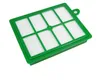 A vacuum cleaner filter with a green frame and white pleated filter material, shown from a slightly elevated angle on a white background. Produktbild-Vorschau