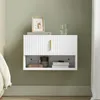 SoBuy Nachttisch FBT176-E-W mit geschlossener Schublade, dekoriert mit Bilderrahmen und Glas auf Wandmontage Produktbild-Vorschau