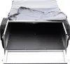A top-down view of an open trailer with a gray cover partially covering it. Podgląd zdjęcia produktu