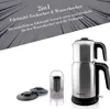 A German-language marketing image for a 2-in-1 stainless steel tea maker and water boiler, showing the product and its accessories. Produktbild-Vorschau
