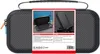 A black carrying case for a Nintendo Switch is shown with product information and images on a white background. Produktbild-Vorschau
