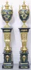 Casa Padrino Barock Vasen mit Marmor Säulen Set Blau / Gold Produktbild-Vorschau 1