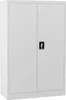 A plain studio shot of a gray metal filing cabinet with two doors and a central handle. Produktbild-Vorschau