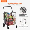 A black grocery cart filled with various grocery items, presented with marketing text and close-up feature highlights. Podgląd zdjęcia produktu
